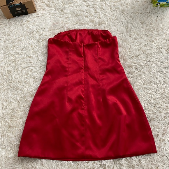 Red Strapless Dress - Picture 3 of 7